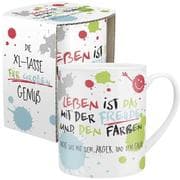 Happy Life 45358 XL Tasse mit Motivdruck:  Leben ist das mit der Freude und den Farben. Nicht das mi