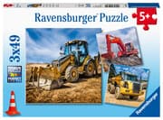 Ravensburger Kinderpuzzle - 05032 Baufahrzeuge im Einsatz - Puzzle für Kinder ab 5 Jahren, mit 3x49