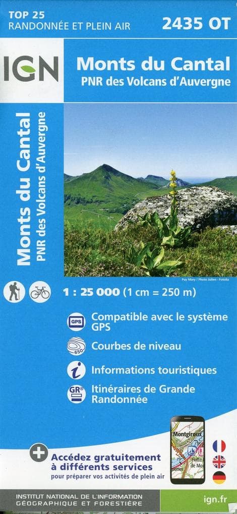 Monts du Cantal.PNR des Volcans d'Auvergne 1:25 000