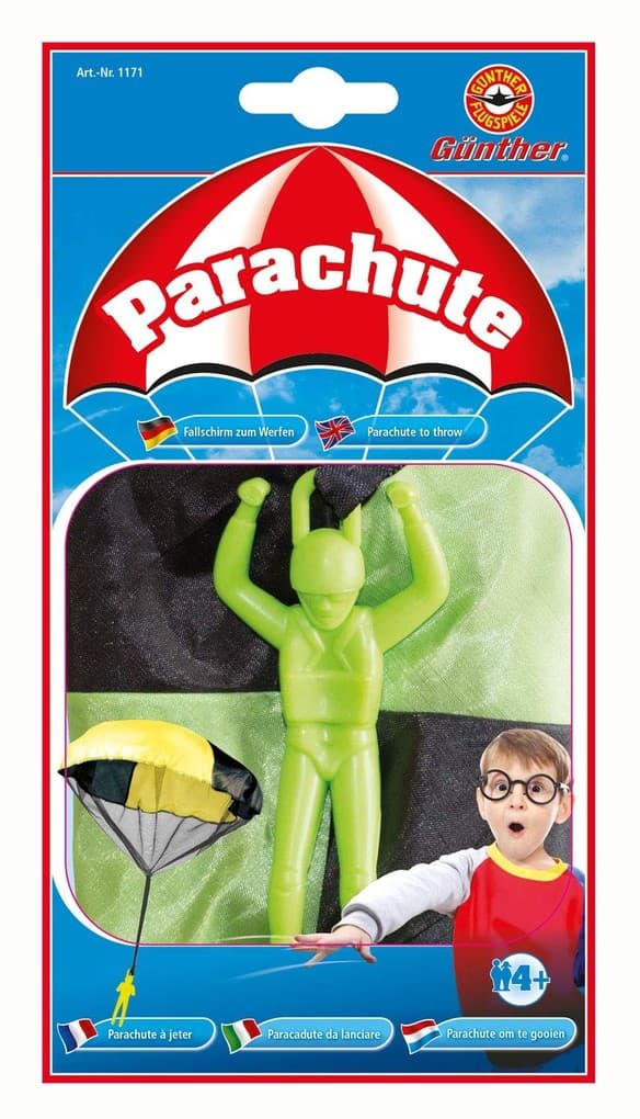 Paul Günther 1171 - Parachute, Fallschirm zum Werfen, Durchmesser ca. 46 cm, sortiert