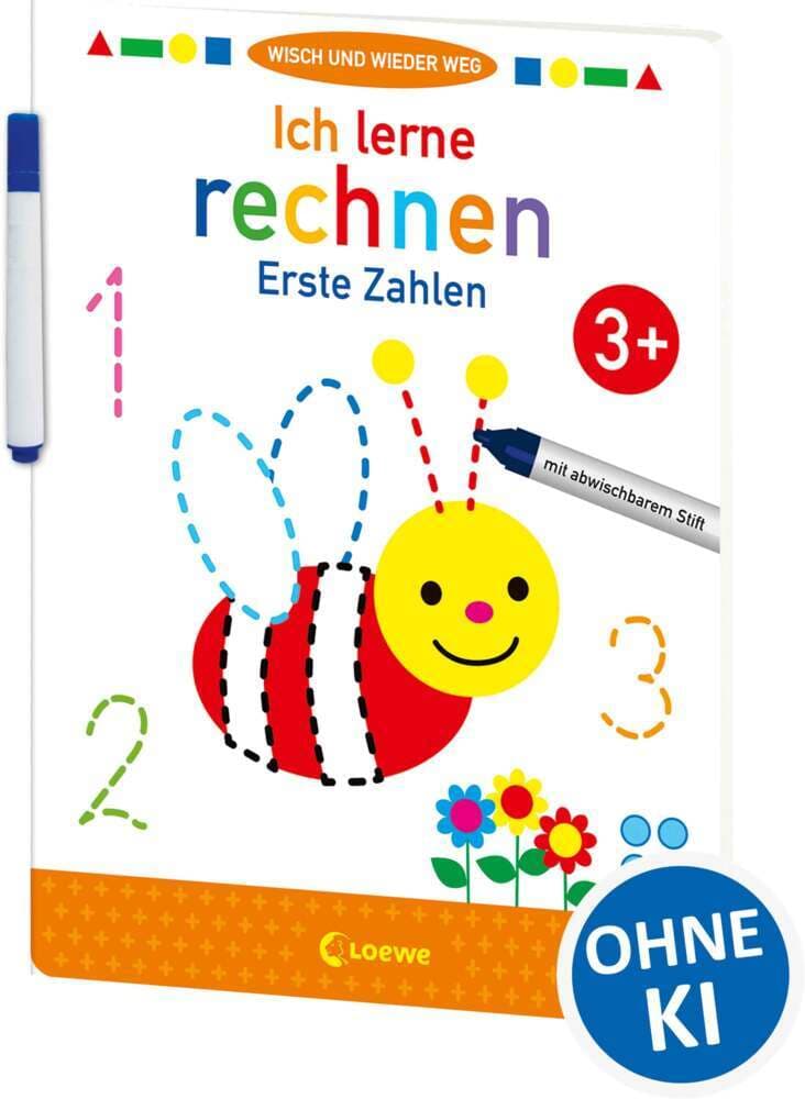 Wisch und wieder weg - Ich lerne rechnen 3+: Erste Zahlen - Übungen zum Erlernen von Mathematikgrundlagen für Kinder ab 3 Jahre. Mit abwischbarem Stift