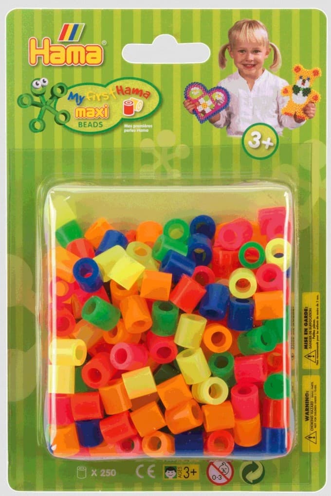 Hama 8522 - Perlen, Bügelperlen Maxi, 250 Stück, bunt, neonmix