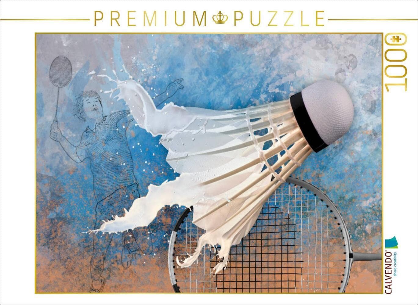 CALVENDO Puzzle SPORT trifft SPLASH - Badminton | 1000 Teile Lege-Größe 64x48cm Foto-Puzzle für glückliche Stunden