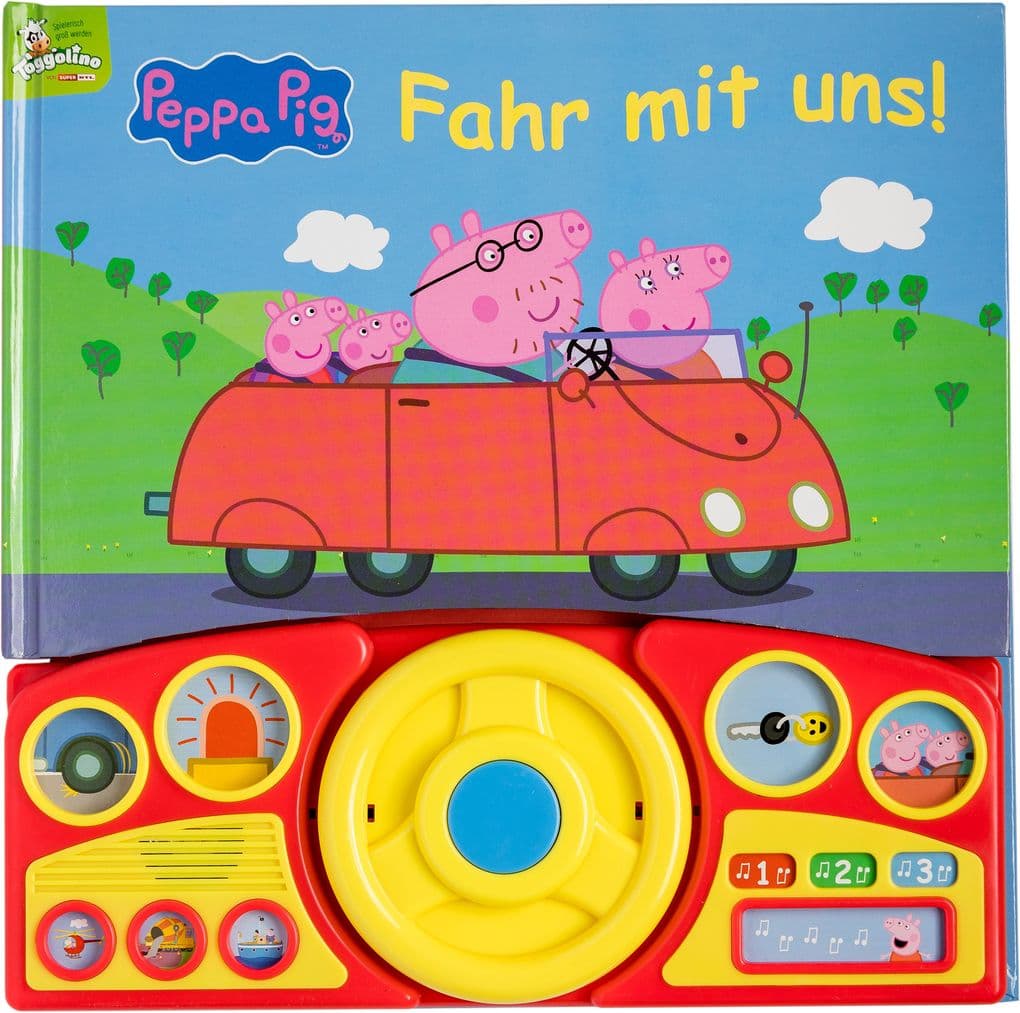 Peppa Pig - Fahr mit uns! - Pappbilderbuch mit beweglichem Lenkrad und 13 spannenden Geräuschen für Kinder ab 3 Jahren