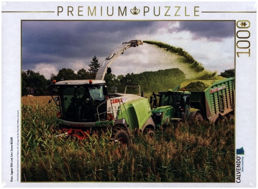 CALVENDO Puzzle Claas Jaguar 950 und John Deere 6250R | 1000 Teile Lege-Größe 64x48cm Foto-Puzzle fü
