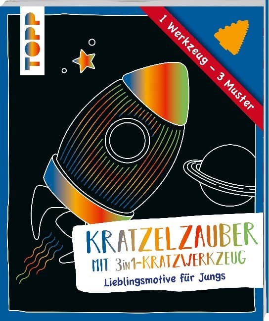 Kratzelzauber mit 3in1-Kratzwerkzeug - Lieblingsmotive für Jungs