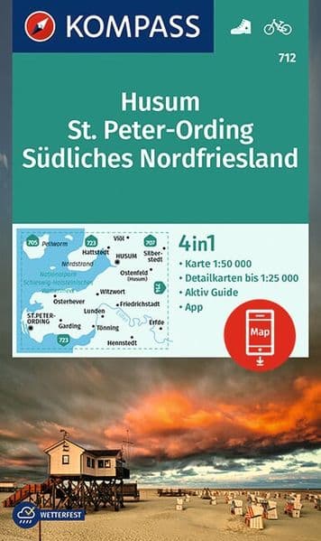KOMPASS Wanderkarte 712 Husum, St. Peter-Ording, Südliches Nordfriesland 1:50.000
