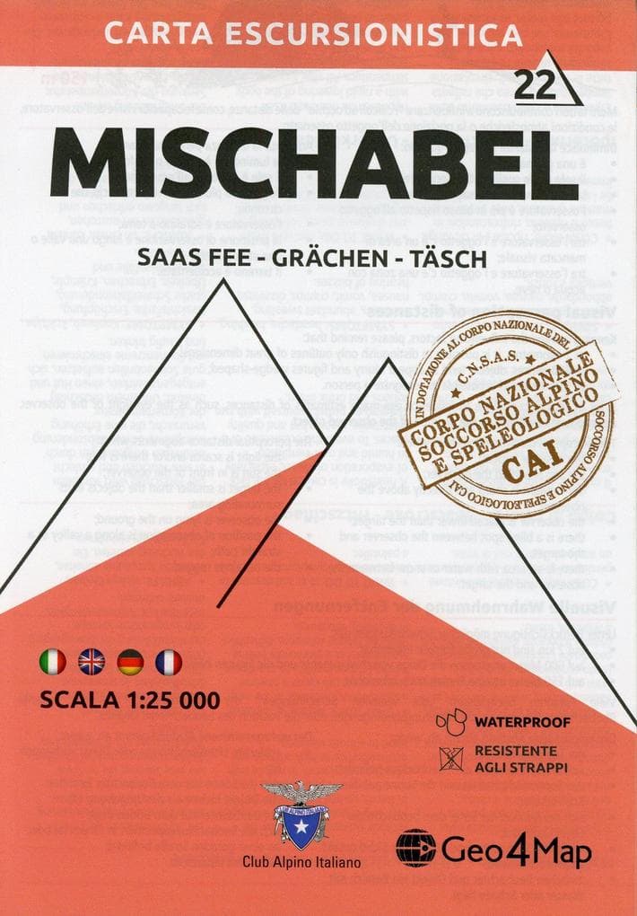 Carta escursionistica Alpi del Mischabel (Saas Fee Grächen)