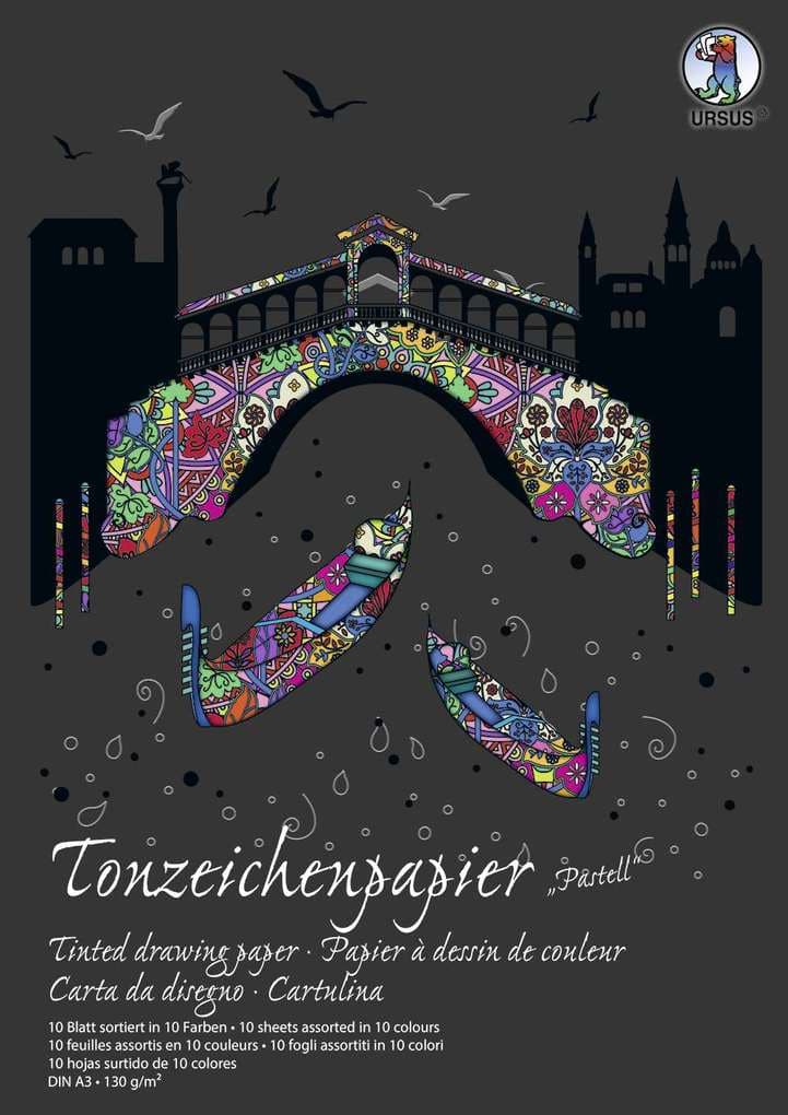 URSUS Sonderedition Tonzeichenpapier-Block Sonderedition Pastell, DIN A3