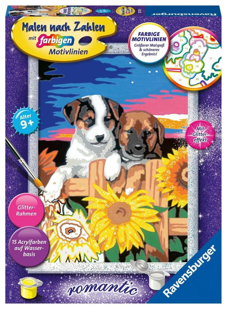 Ravensburger - Malen nach Zahlen - Welpen im Sonnenuntergang