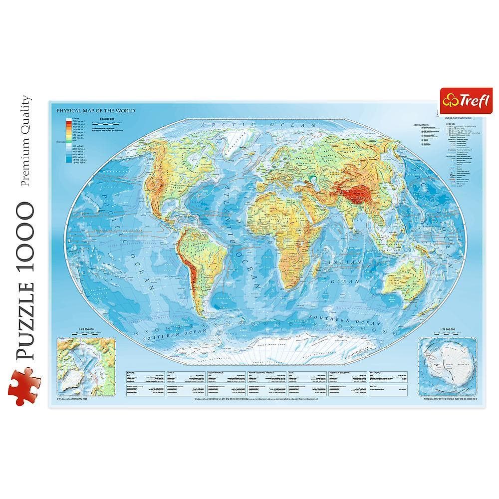 Puzzles - "1000" - Physische Weltkarte