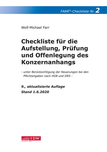 Farr, Checkliste 2 (Konzernanhang), 9. Aufl.