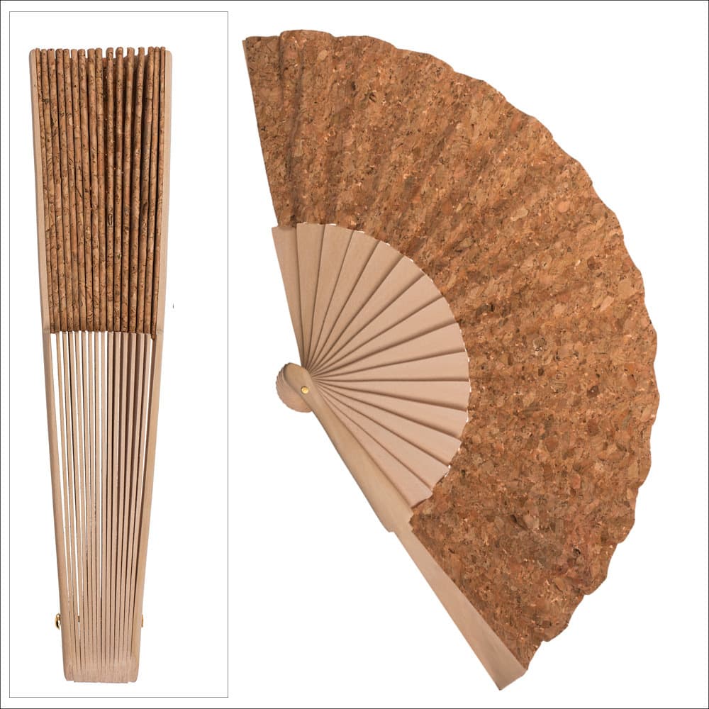 Holz-Fächer mit Kork, ca. 24 cm