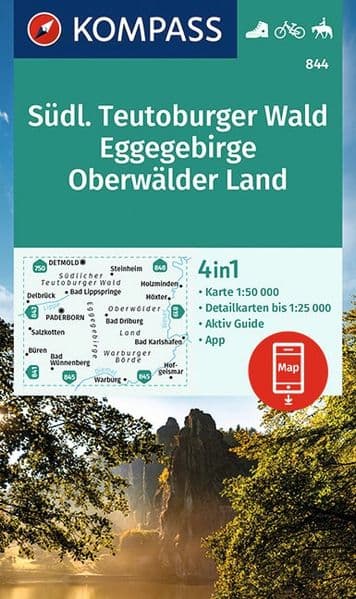 KOMPASS Wanderkarte 844 Südlicher Teutoburger Wald - Eggegebirge - Oberwälder Land 1:50.000