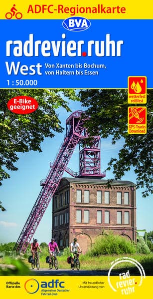 ADFC-Regionalkarte radrevier.ruhr West, 1:50.000, mit Tagestourenvorschlägen, reiß- und wetterfest, E-Bike-geeignet, GPS-Tracks Download