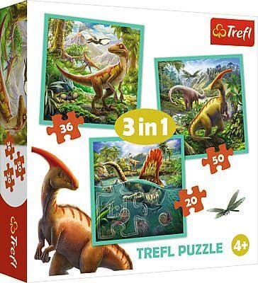3 in 1 Puzzle - Dinosaurier (Kinderpuzzle)