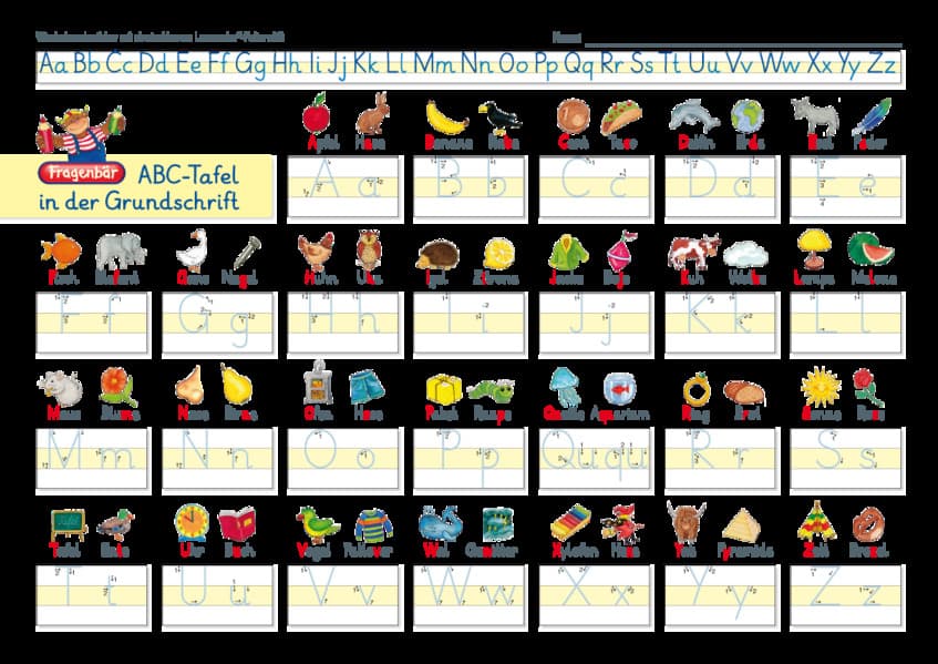 Fragenbär-Lerntafel: ABC-Tafel in der Grundschrift, 32 x 22,5 cm