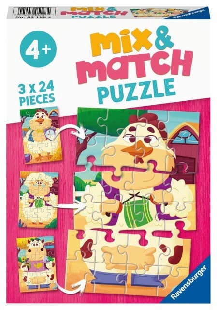 Ravensburger Mix & Match Puzzle 05198 - Meine Bauernhoffreunde - 3x24 Teile Puzzle für Kinder ab 4 Jahren