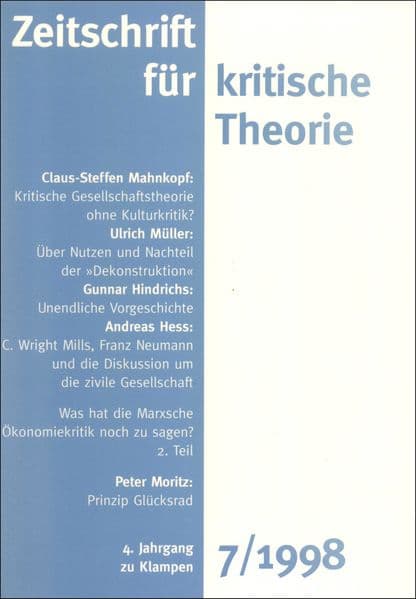 Zeitschrift für kritische Theorie / Zeitschrift für kritische Theorie, Heft 7: 4. Jahrgang (1998)