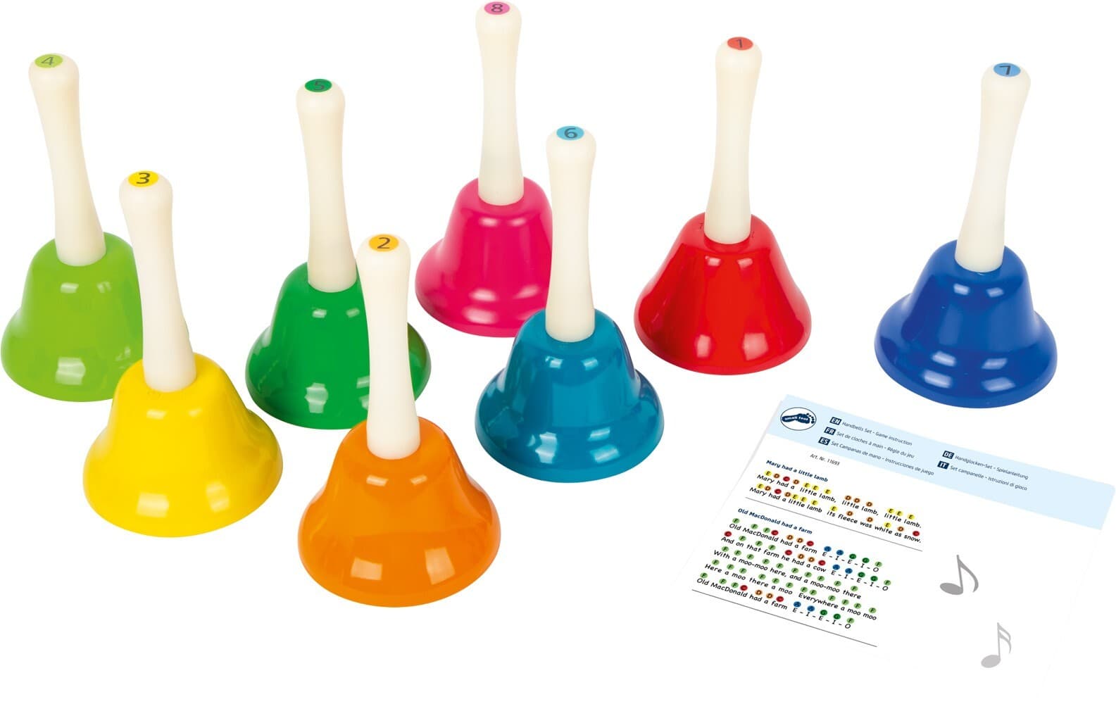 small foot 11693 - Handglocken Set mit Notenblatt, 9-teilig