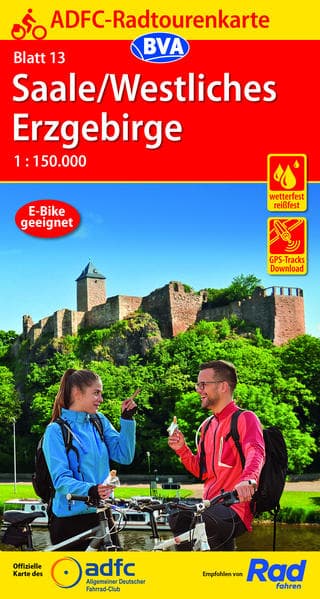 ADFC-Radtourenkarte 13 Saale /Westliches Erzgebirge 1:150.000, reiß- und wetterfest, E-Bike geeignet, GPS-Tracks Download