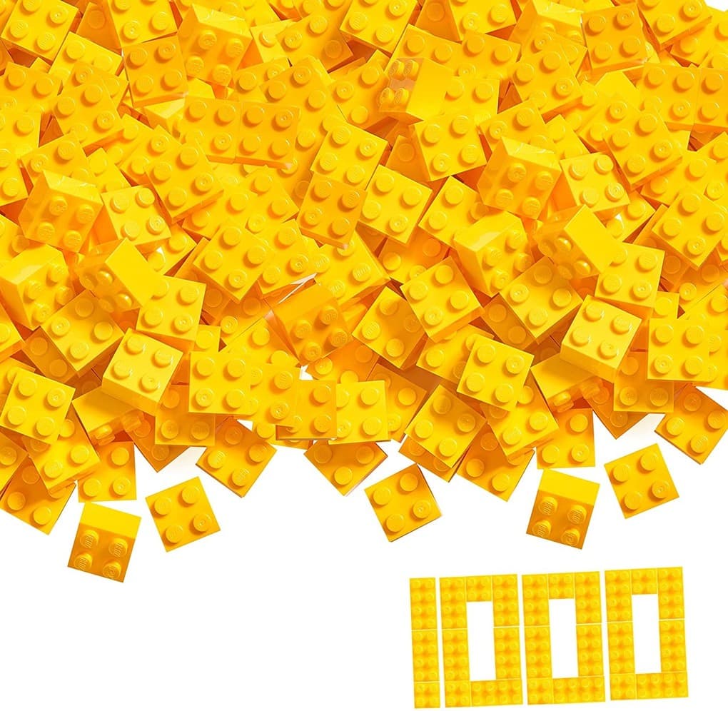 Simba 104114116 - Blox, 1000 gelbe 4er Steine lose, Bausteine