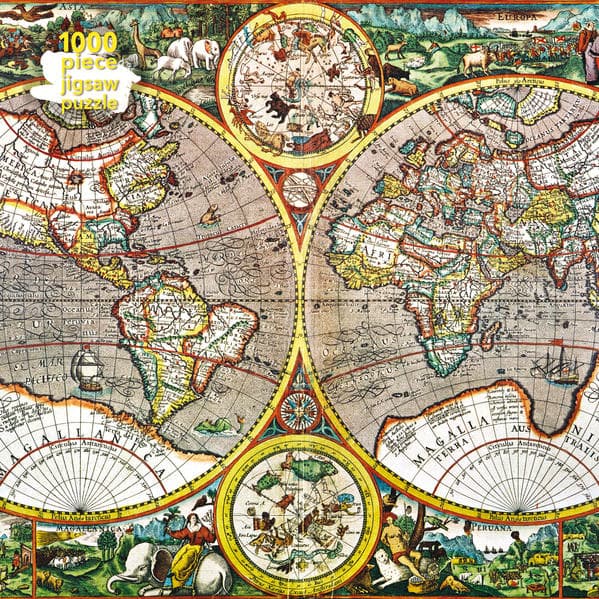 Adult Sustainable Jigsaw Puzzle Pieter Van Den Keere: Antique Map of the World