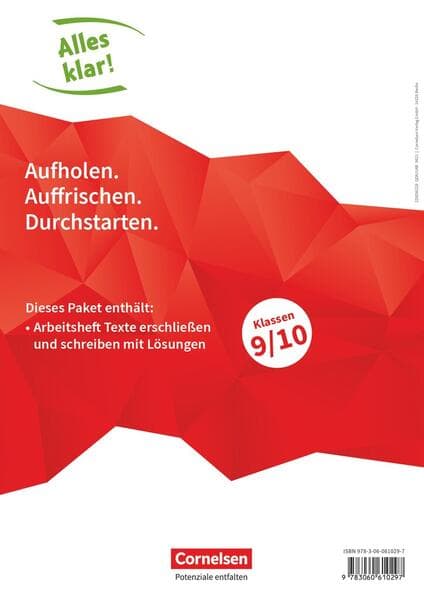 Alles klar! Deutsch. Sekundarstufe I 9./10. Schuljahr. Texte erschließen und schreiben