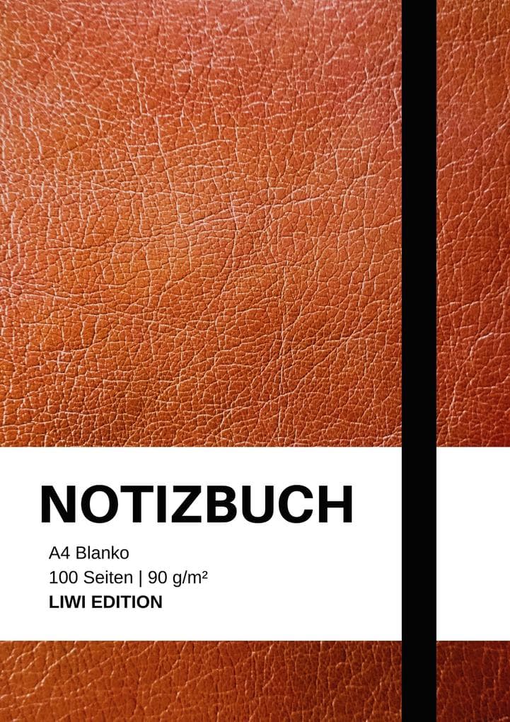 Notizbuch A4 blanko - 100 Seiten 90g/m² - Soft Cover Braun - FSC Papier: Notebook A4 weißes Papier unliniert