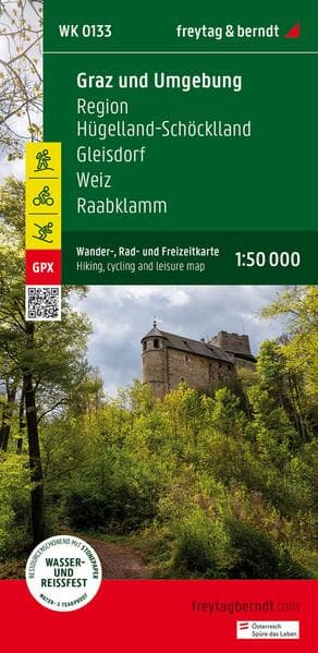 freytag & berndt Wanderkarte WK 0133 Graz und Umgebung, Region Hügelland-Schöcklland - Gleisdorf - Weiz - Raabklamm 1:50.000