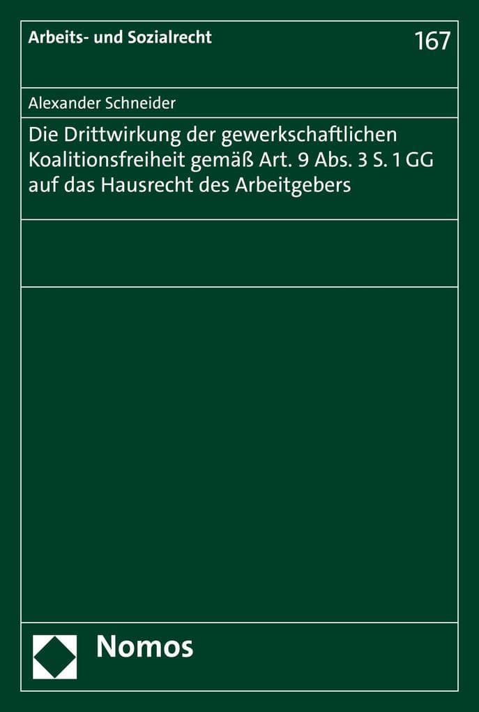Die Drittwirkung der gewerkschaftlichen Koalitionsfreiheit gemäß Art. 9 Abs. 3 S. 1 GG auf das Hausrecht des Arbeitgebers