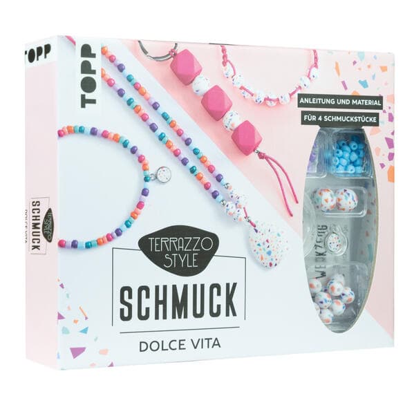 Terrazzo-Schmuckset Dolce Vita (knallig/ Pink)