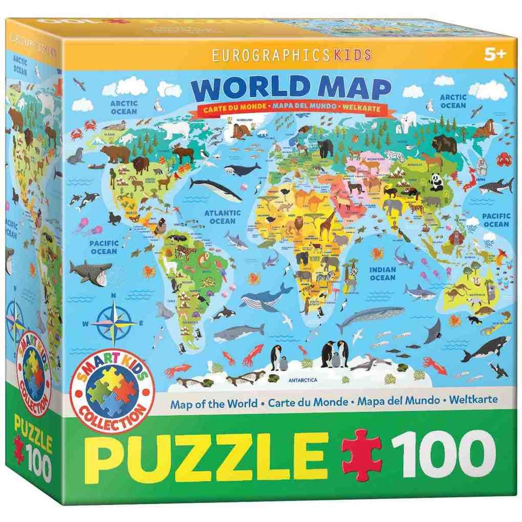 Eurographics 6100-5554 - Weltkarte illustriert , Puzzle, 100 Teile