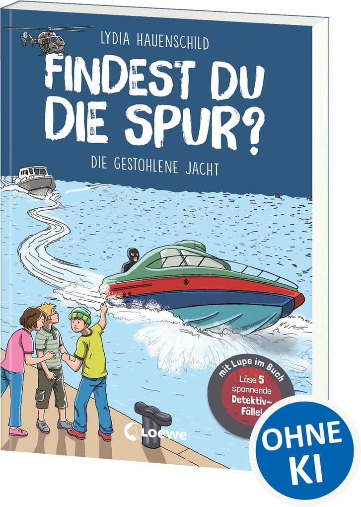 Findest du die Spur? - Die gestohlene Jacht: Löse 5 spannende Detektiv-Fälle! - mit Lupe im Buch - Finde die Lösung in spannenden Suchbildern - Für Kinder ab 8 Jahren