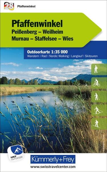 Pfaffenwinkel Peissenberg, Weilheim, Murnau, Staffelsee, Wies Nr. 28 Outdoorkarte Deutschland 1:35 000