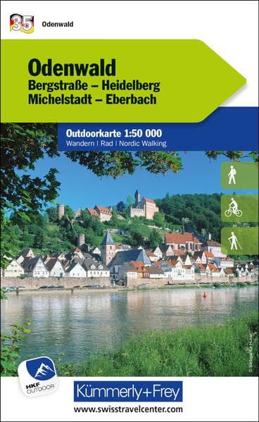 Odenwald Bergstrasse, Heidelberg, Michelstadt, Eberbach Nr. 35 Outdoorkarte Deutschland 1:50 000