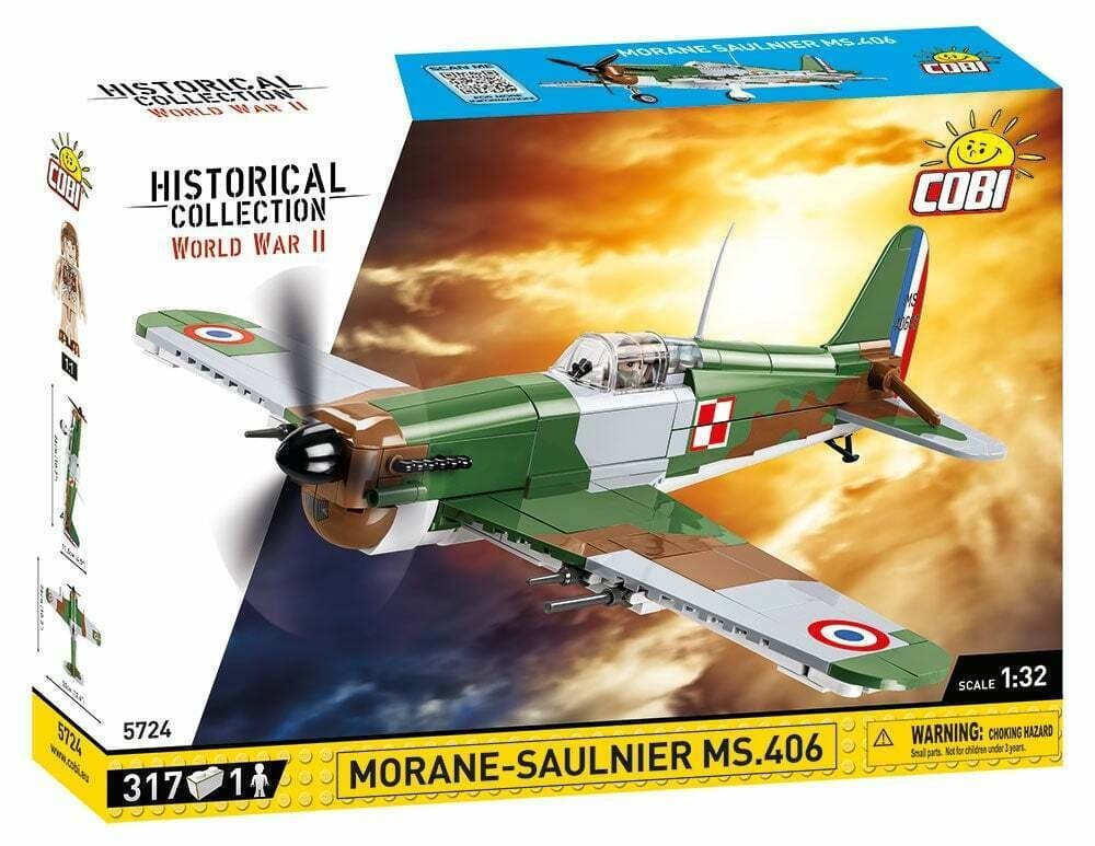 COBI 5724 - Historical Collection, WWII, Morane-Saulnier MS.406, Jagdflugzeug, 317 Klemmbausteine