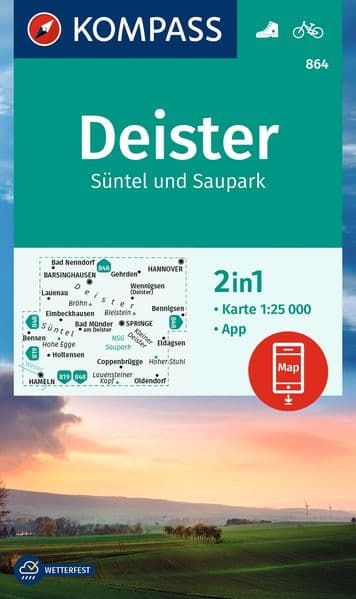 KOMPASS Wanderkarte 864 Deister, Süntel und Saupark 1:25.000