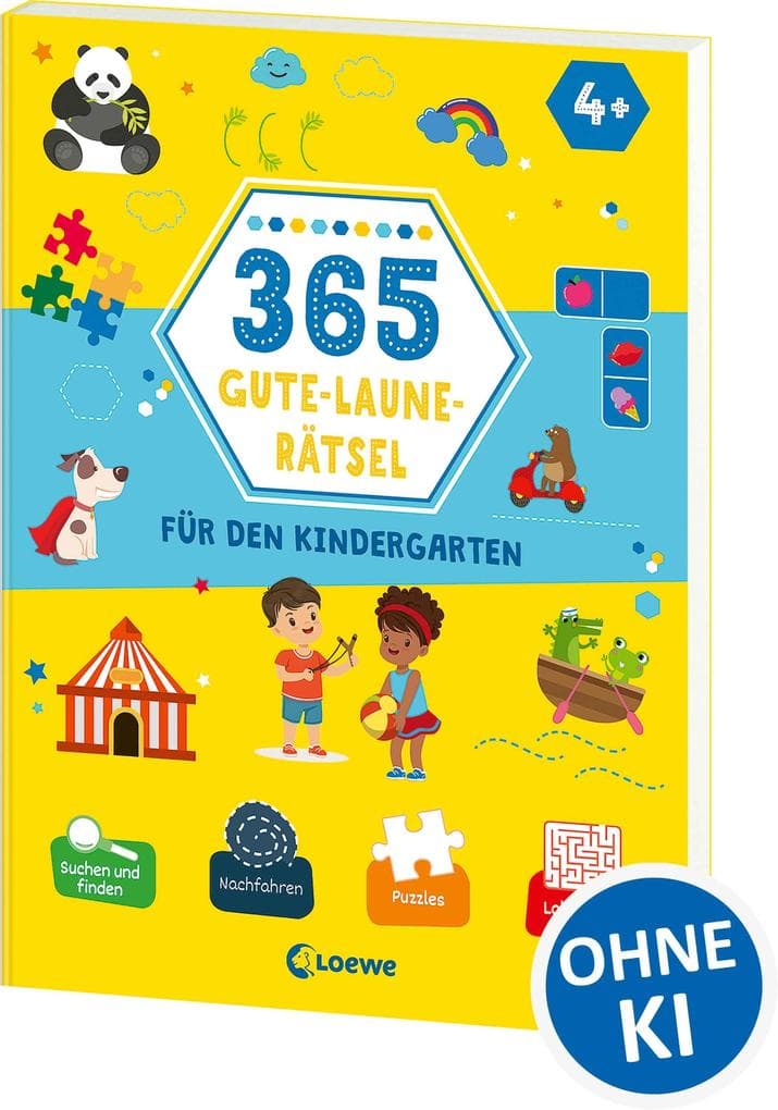 365 Gute-Laune-Rätsel für den Kindergarten: Lernspiel-Sammlung zum Rätseln und Malen für Kinder ab 4 Jahren