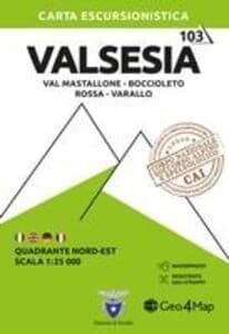 Valsesia Quadrante nord-est. Val Mastallone, Boccioleto, Rossa e Varallo. Carta escursionistica 1:25.000