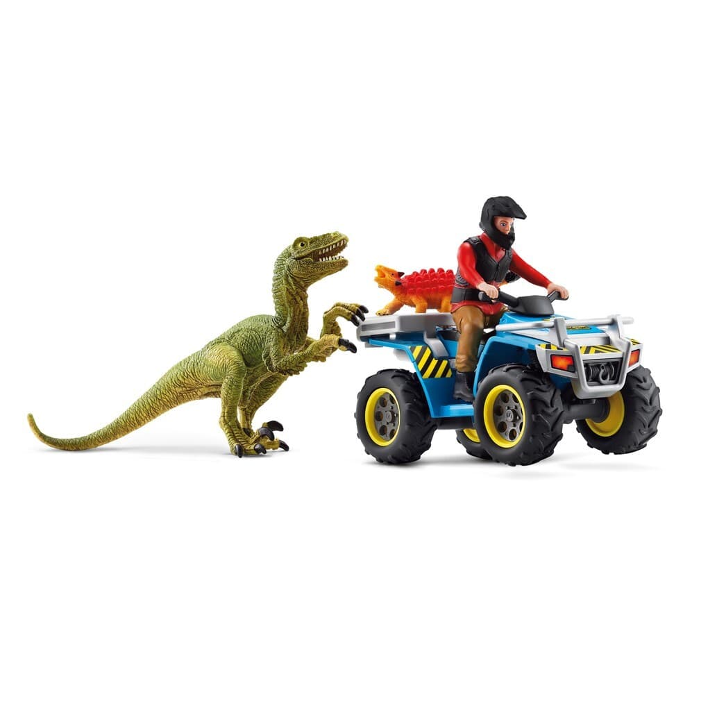 Schleich Dinosaurs 41466 - Flucht auf Quad vor Velociraptor, Spielset