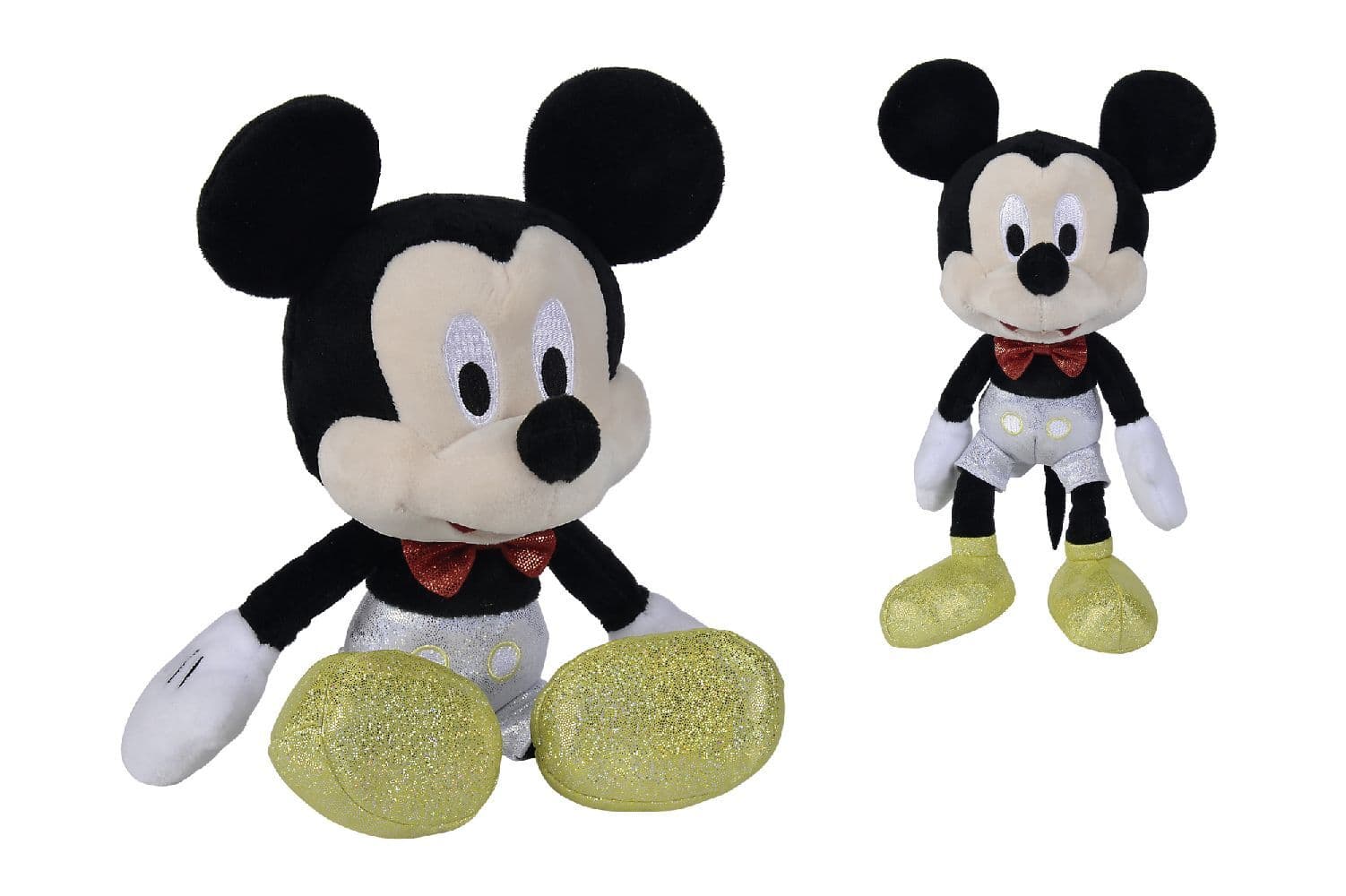 Simba 6315870395 - Disney 100 Jahre, Platinum Collection Sparkly, Mickey Mouse, Plüschfigur, 25 cm, Jubiläumsedition