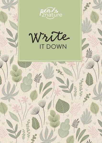 Write It Down . Nachhaltiges Notizbuch in A5 mit Hardcover und Pflanzen-Motiv