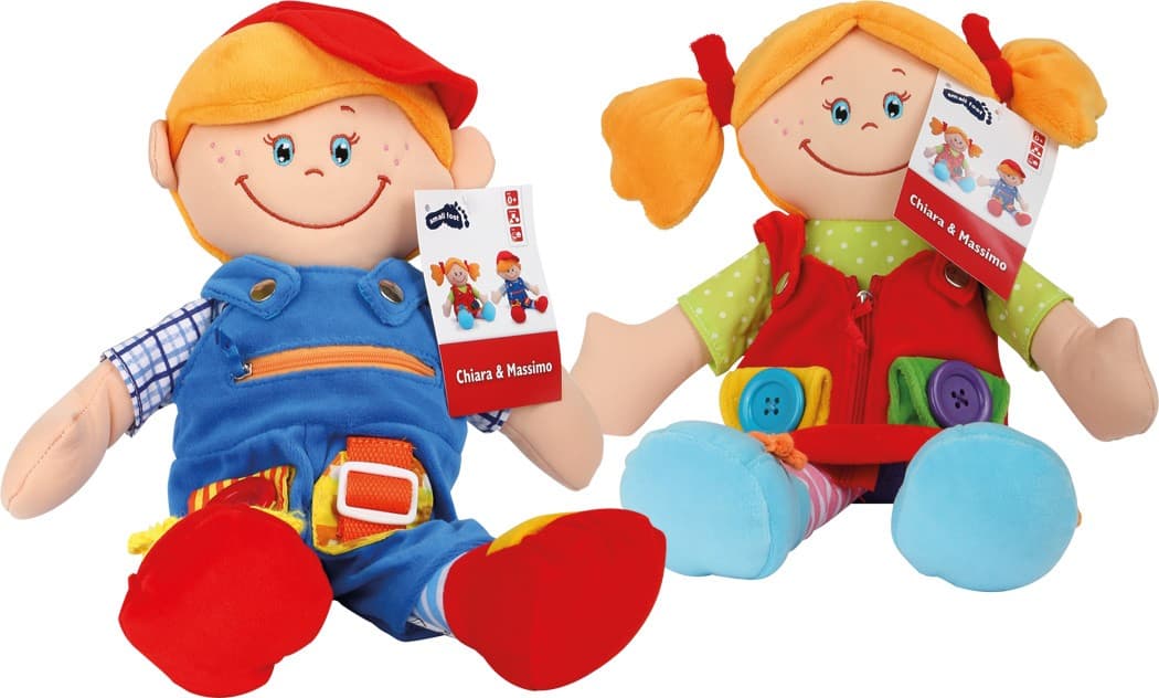 Small foot 5576 - Stoffpuppen Chiara & Massimo, 2er Set, Stoffpuppen, Größe 39+37cm