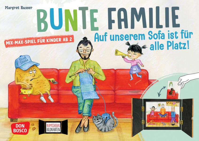 Bunte Familie: Auf unserem Sofa ist für alle Platz. Mix-Max-Spiel für Kinder ab 2
