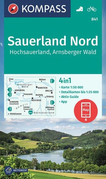 KOMPASS Wanderkarte 841 Sauerland Nord, Hochsauerland, Arnsberger Wald 1:50.000