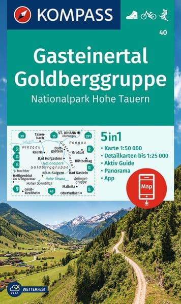 KOMPASS Wanderkarte 40 Gasteinertal, Goldberggruppe, Nationalpark Hohe Tauern 1:50.000