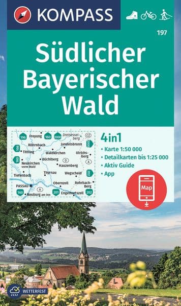 KOMPASS Wanderkarte 197 Südlicher Bayerischer Wald 1:50.000