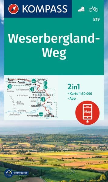 KOMPASS Wanderkarte 819 Weserbergland-Weg 1:50.000