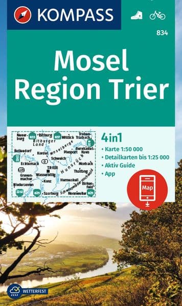 KOMPASS Wanderkarte 834 Mosel, Region Trier 1:50.000
